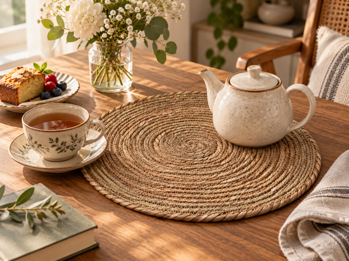 Round Woven Seagrass Coaster