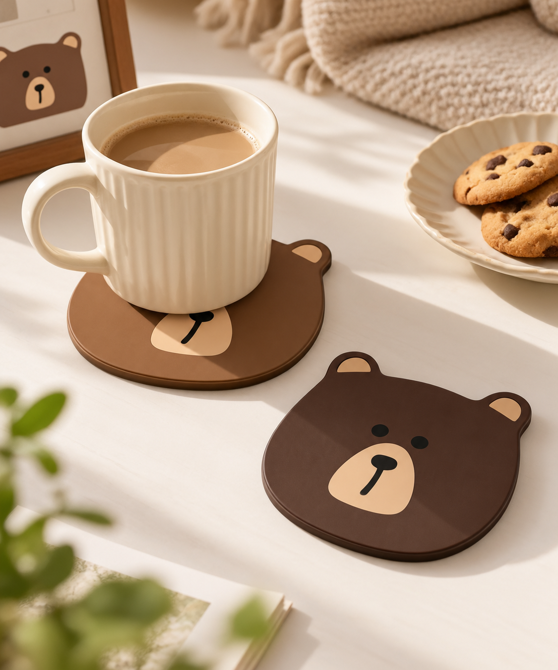 Bear-Shaped Wooden Coaster