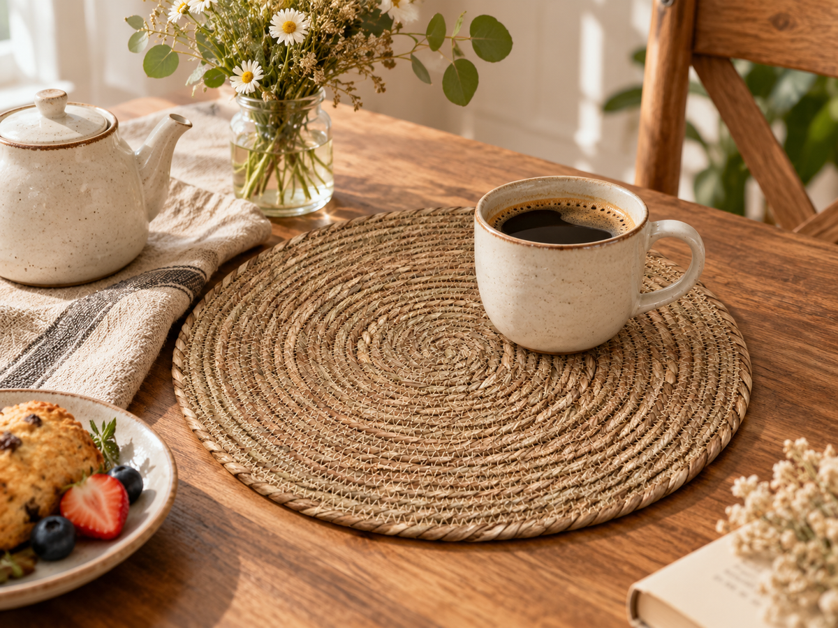 Round Woven Seagrass Coaster