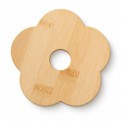 Large Flower-Shaped Wooden Decorative Coaster
