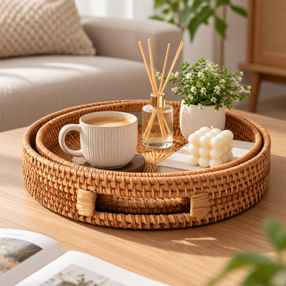 Round Woven Rattan Storage Basket